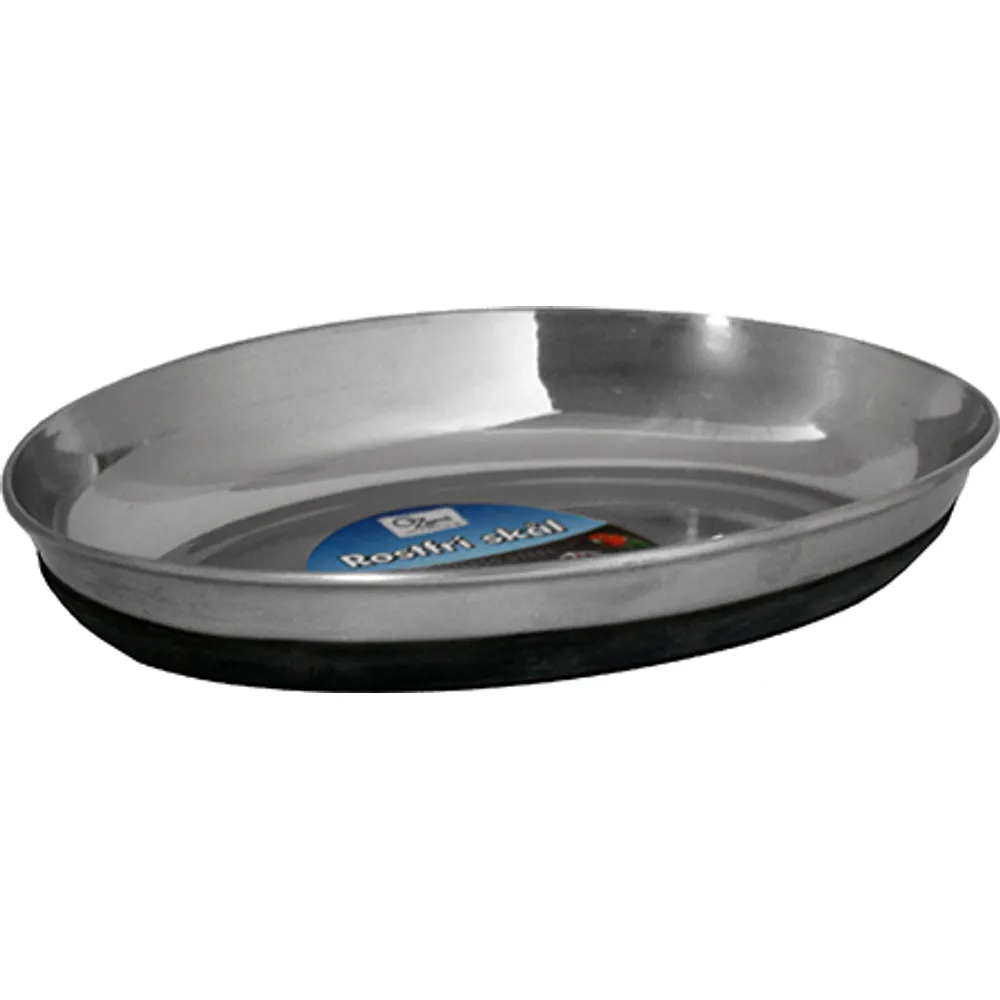 Ozami katteskål rustfri antislip oval sort 250 ml.